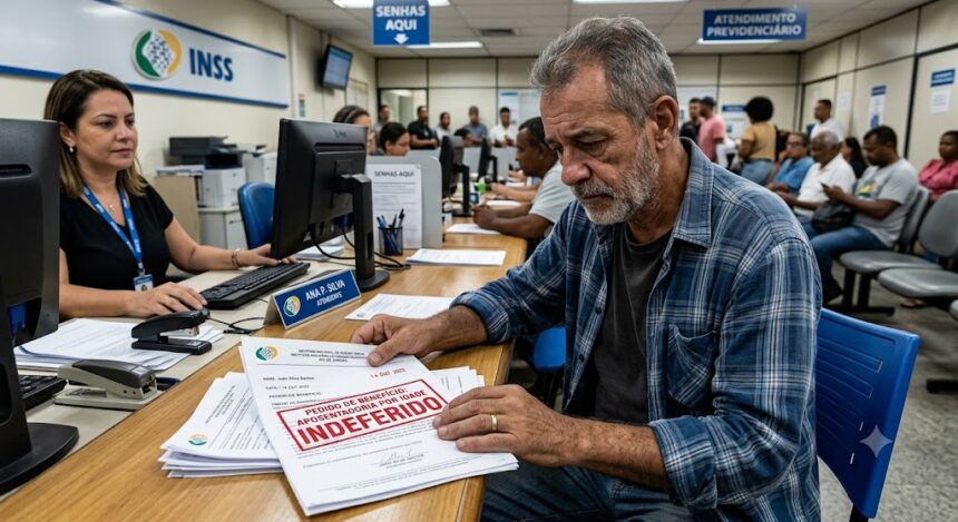 A imagem de um trabalhador com o olhar marejado e as mãos trêmulas segurando uma carta com o carimbo INDEFERIDO reflete a realidade dolorosa de milhares de brasileiros todos os dias. Atrás de cada pedido de aposentadoria, auxílio-doença ou BPC, existe uma vida inteira de esforço, expectativas e, acima de tudo, necessidade. Receber uma negativa do INSS após meses de espera gera um sentimento profundo de frustração e desamparo. No entanto, é fundamental compreender que o "não" do INSS não é a palavra final.